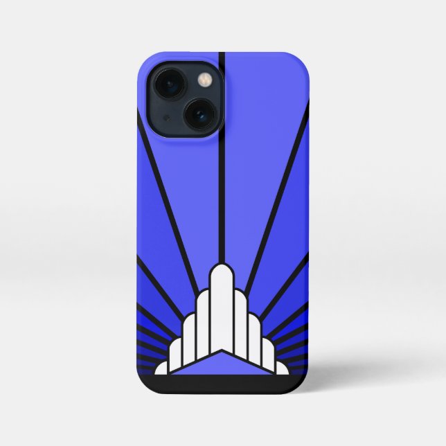 Funda Para iPhone Sol Art Decó en azul (Reverso )