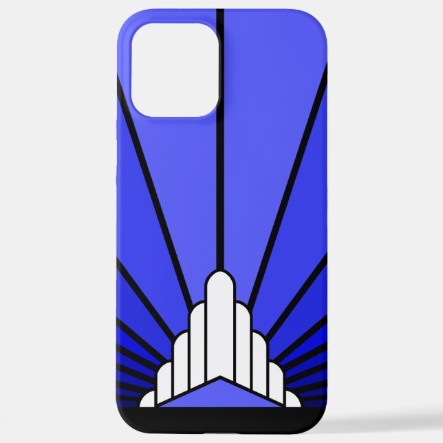Funda Para iPhone Sol Art Decó en azul (Reverso )