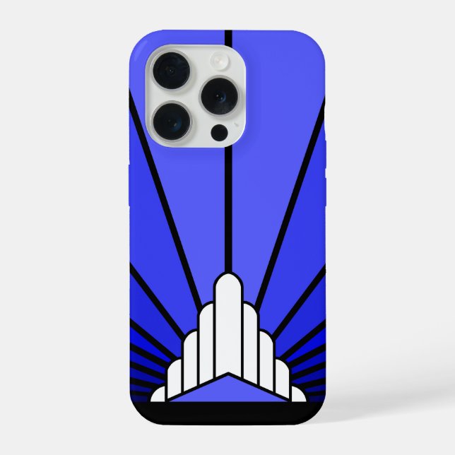 Funda Para iPhone Sol Art Decó en azul (Reverso )