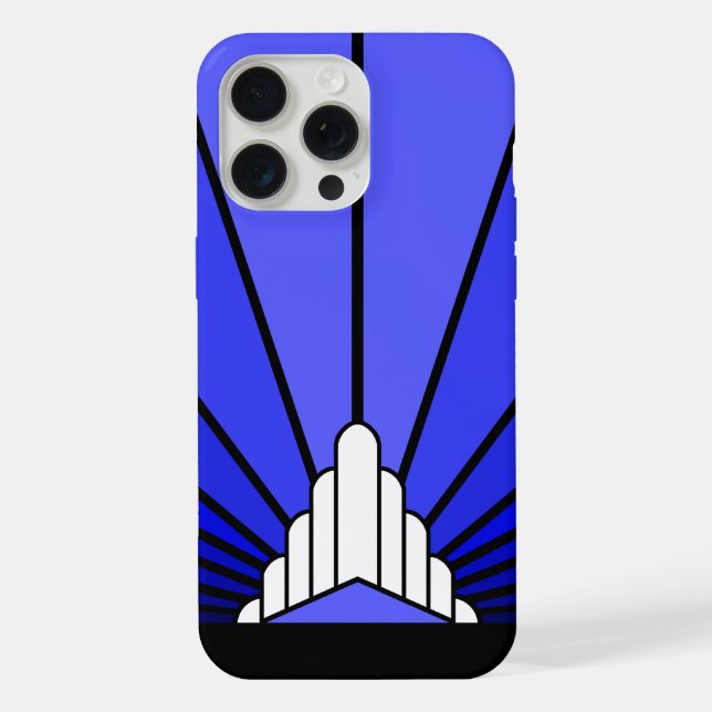 Funda Para iPhone Sol Art Decó en azul (Reverso )