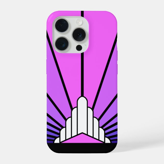 Funda Para iPhone Sol Art Decó en morado y rosa (Reverso )
