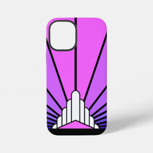 Funda Para iPhone 12 Mini Sol Art Decó en morado y rosa