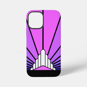 Funda Para iPhone 12 Mini Sol Art Decó en morado y rosa
