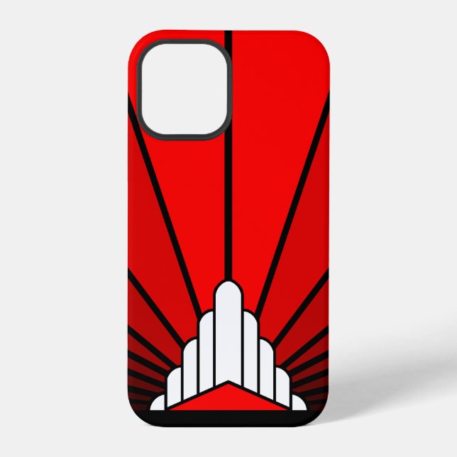 Funda Para iPhone Sol art déco en rojo (Reverso )