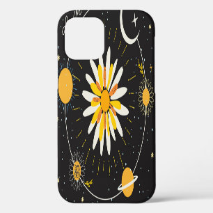 Funda Para iPhone 12 Sol Luna Planetas: Arte Floral Gráfico