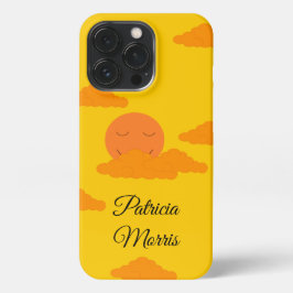 Funda Para iPhone 13 Pro Sol naranja en el cielo dorado: