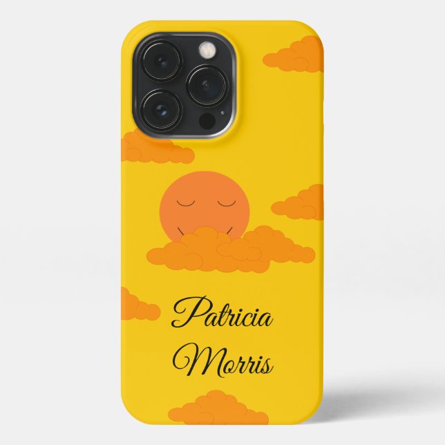 Funda Para iPhone Sol naranja en el cielo dorado: (Reverso)