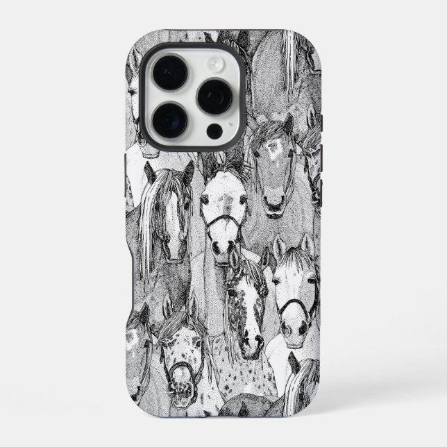 Funda Para iPhone solo caballos negro blanco (Reverso )