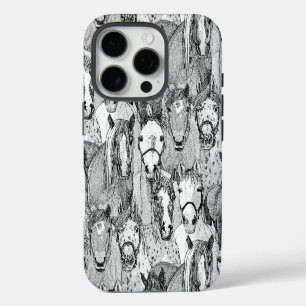 Funda Para iPhone 16 Pro solo caballos negro blanco