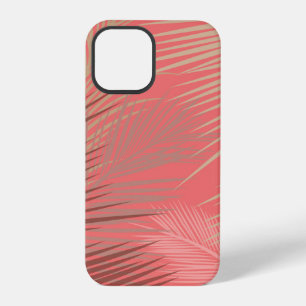 Funda Para iPhone 12 Pro Sombra de hojas de palma en coral vivo