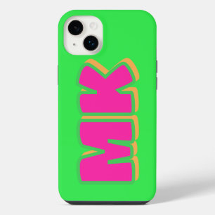 Funda Para iPhone 14 Plus Sombra de Monograma Verde Preppy Personalizada