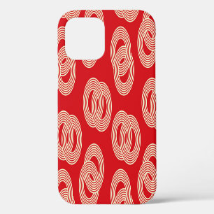 Funda Para iPhone 12 Sombras rojas, patrón de anillos estriados entrela