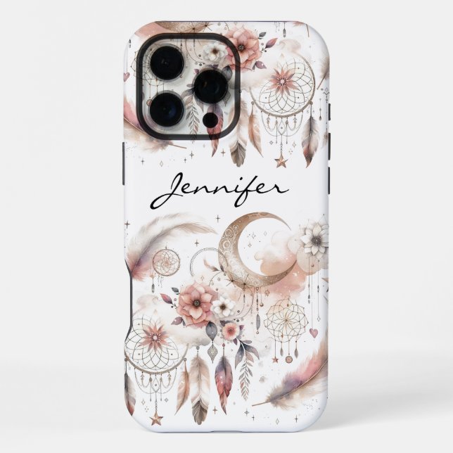 Funda Para iPhone Soñador de Plumas Pastel Boho para iPhone (Reverso )