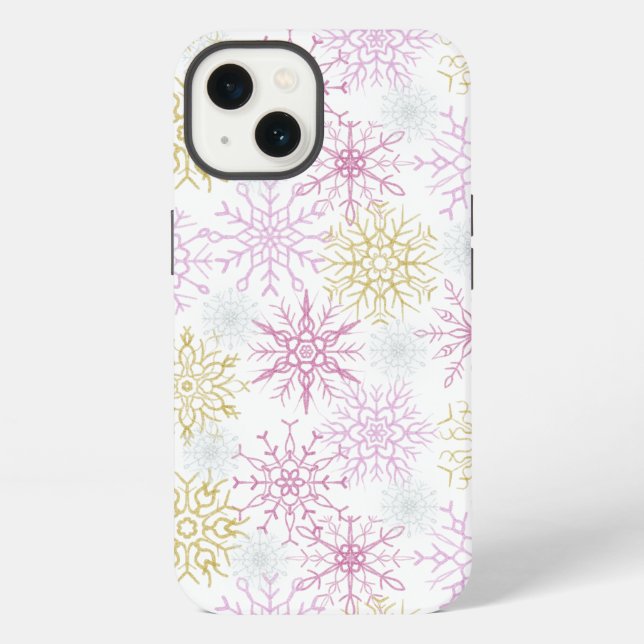 Funda Para iPhone Sparkling Pink Snowflakes (Reverso )
