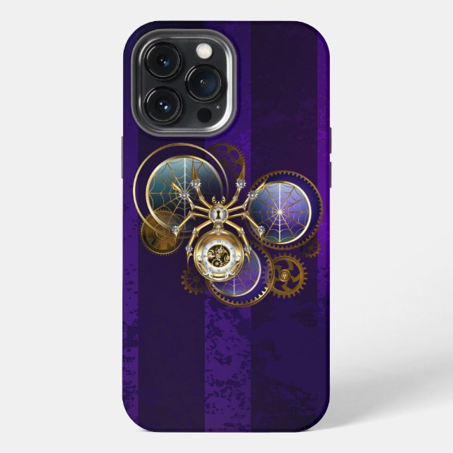 Funda Para iPhone Spider Steampunk sobre fondo morado (Reverso )