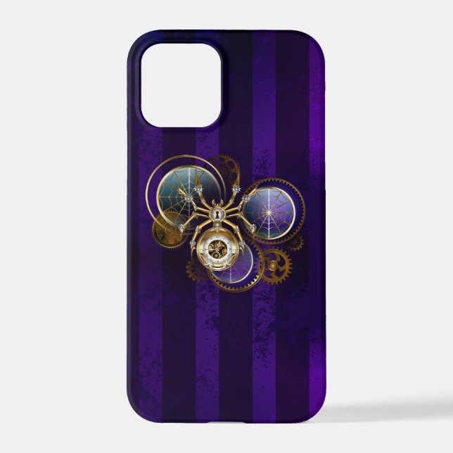Funda Para iPhone Spider Steampunk sobre fondo morado (Reverso )