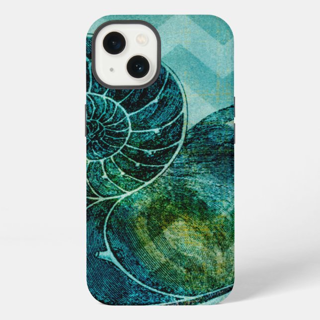 Funda Para iPhone Spiral Turquoise Conch Shell (Reverso )