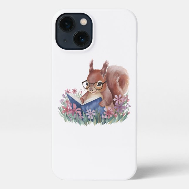 Funda Para iPhone Squirrel leyendo un estuche de teléfono de libro (Reverso )