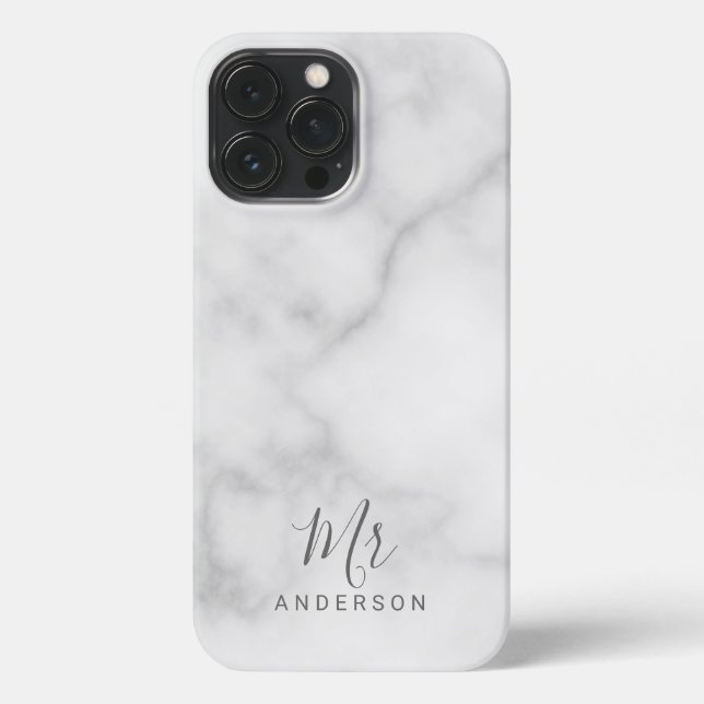 Funda Para iPhone Sr. y Sra. | Elegante Marble Modern Script iPhone  (Reverso )
