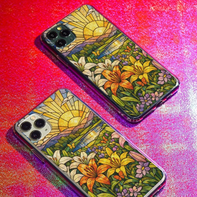Funda Para iPhone Stain Glass Lilies Butterflies and Sunshine (Subido por el creador)
