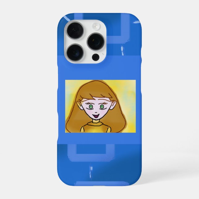 Funda Para iPhone Stephanie Bingo Anime sobre geométrica azul (Reverso)