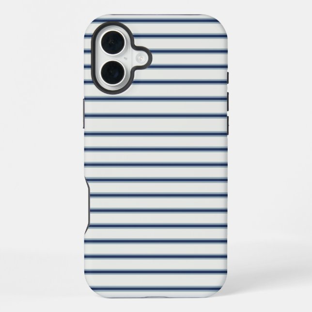 Funda Para iPhone Stripes Modern Indigo Minimalist Elegance (Reverso )