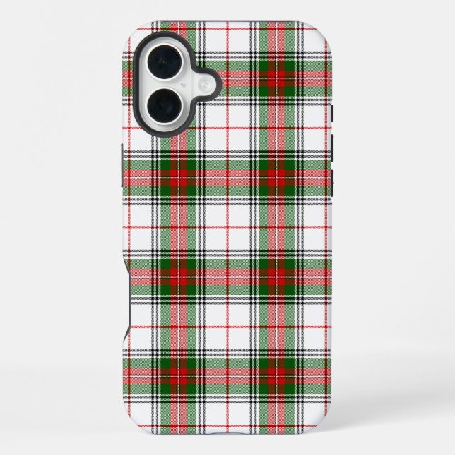 Funda Para iPhone Stuart / Stewart tartan blanco rojo platillo verde (Reverso )
