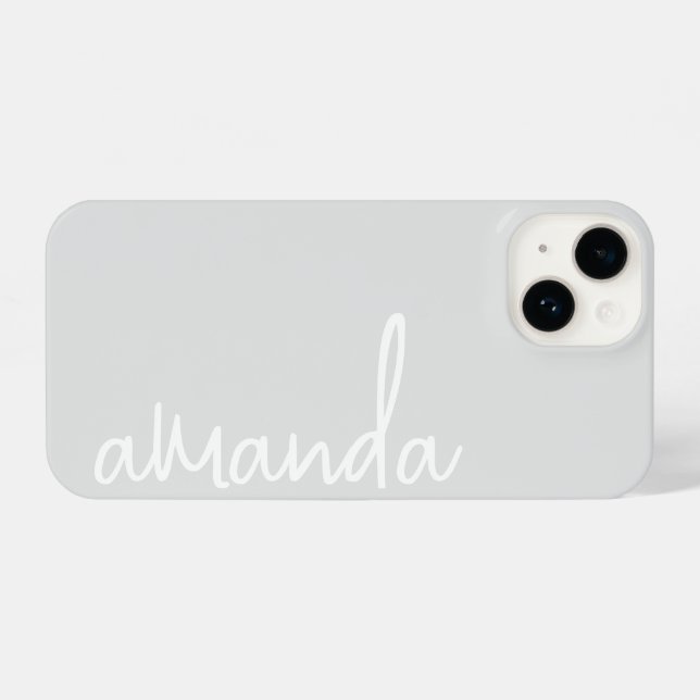 FUNDA PARA iPhone STYLISH MODERN ELEGANT CUSTOMIZED NAME LIGHT GREY (Reverso Horizontal)
