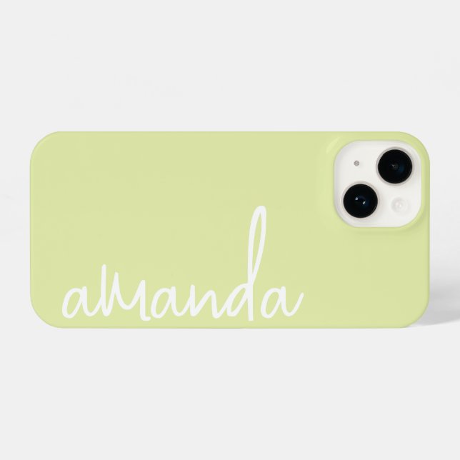 FUNDA PARA iPhone STYLISH MODERN ELEGANT CUSTOMIZED NAME LIME YELLOW (Reverso Horizontal)