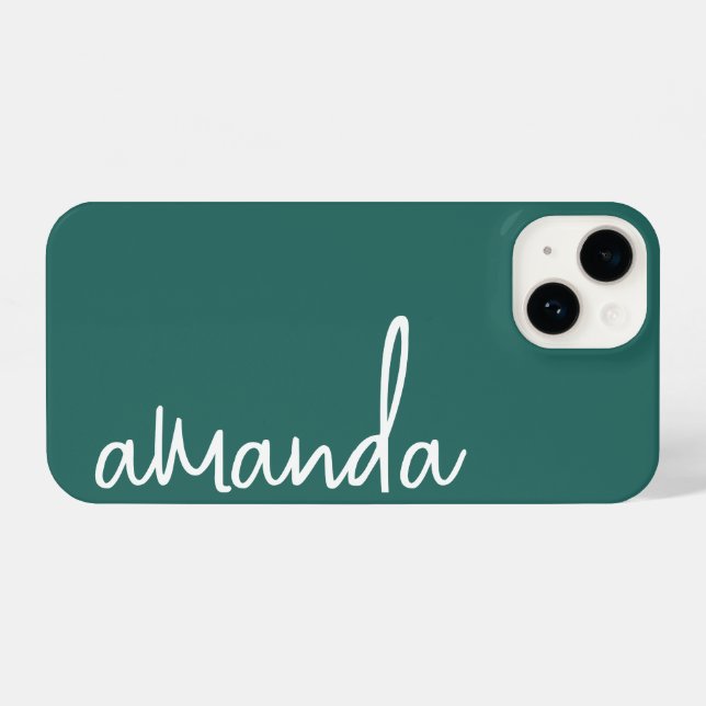 FUNDA PARA iPhone STYLISH MODERN ELEGANT CUSTOMIZED NAME OCEAN GREEN (Reverso Horizontal)