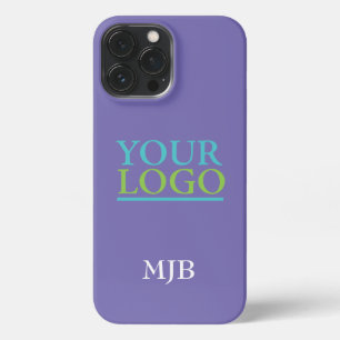 Funda Para iPhone 13 Pro Max Su logotipo/arte/foto, Monograma blanco, Periwinkl