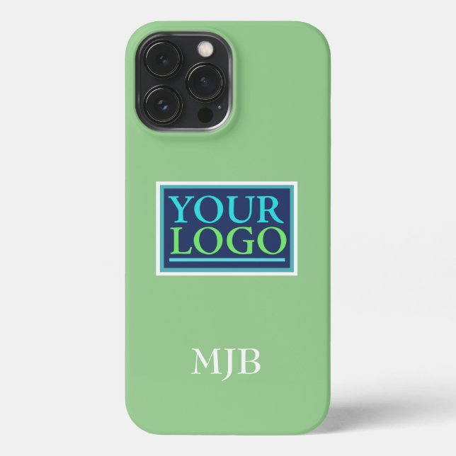 Funda Para iPhone Su logotipo/arte/foto, Monograma blanco, sabio (Reverso )