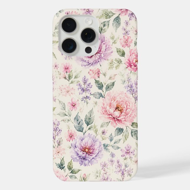 Funda Para iPhone Suave Peonía Floral Acuarela (Reverso )