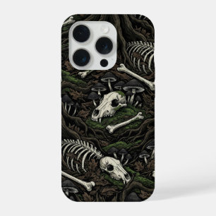 Suelo del bosque de huesos: calavera gótica oscura