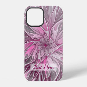 Funda Para iPhone 12 Sueño de flor rosa fractal, mejor mamá fantasía fl