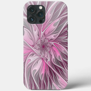 Funda Para iPhone 13 Pro Max Sueño de Flor Rosa Fractal, Patrón de Fantasía Flo