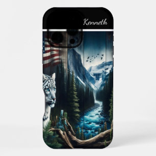 Funda Para iPhone 16 Pro Max Sueños de leopardo de las nieves de la corriente d