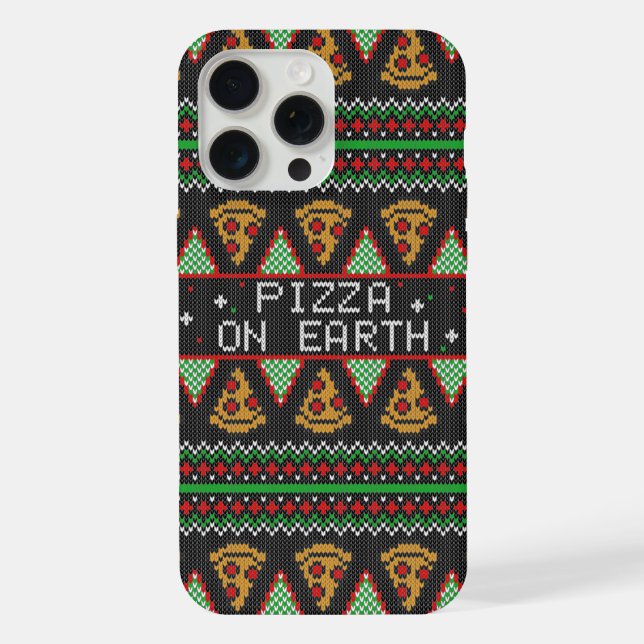 Funda Para iPhone Suéter de Navidades feos de Pizza (Reverso )
