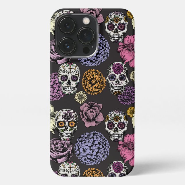 Funda Para iPhone Sugar Skulls Black iPhone 13 Pro Funda (Reverso)