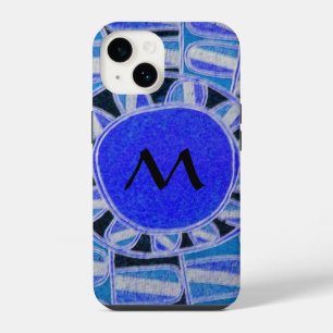Funda Para iPhone 14 SUN SOLAR ENERGÍA MONOGRAM Azul Blanco Negro