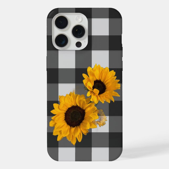 Funda Para iPhone Sunflower Buffalo Plaid (Reverso )