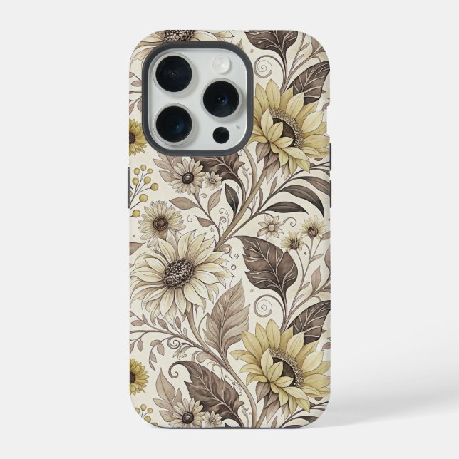 Funda Para iPhone Sunflowers Boho Art Nouveau (Reverso )