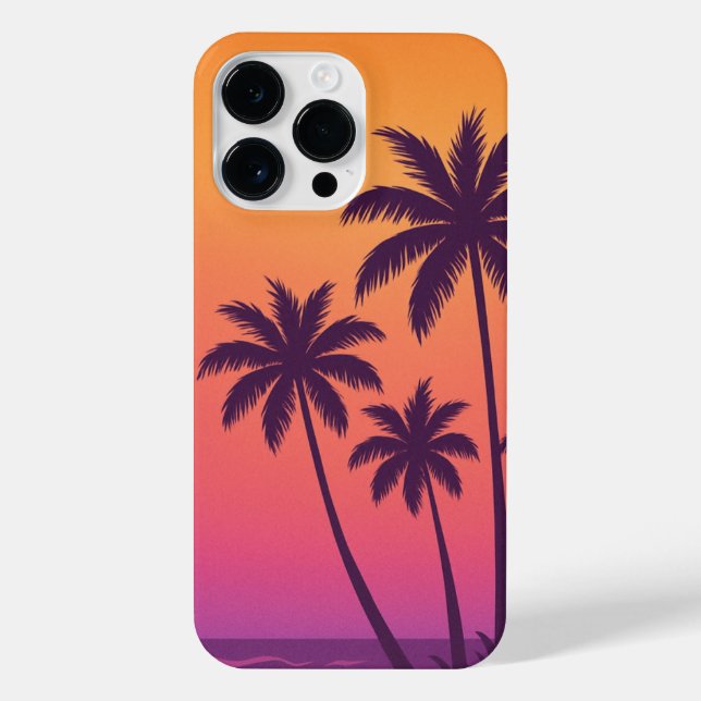 Funda Para iPhone Sunset Palm Trees Phone Case – Yellow Sky Tropical (Reverso)