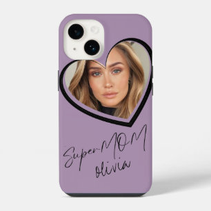Funda Para iPhone 14 SuperMAMÁ Foto Elegante Moderno Púrpura