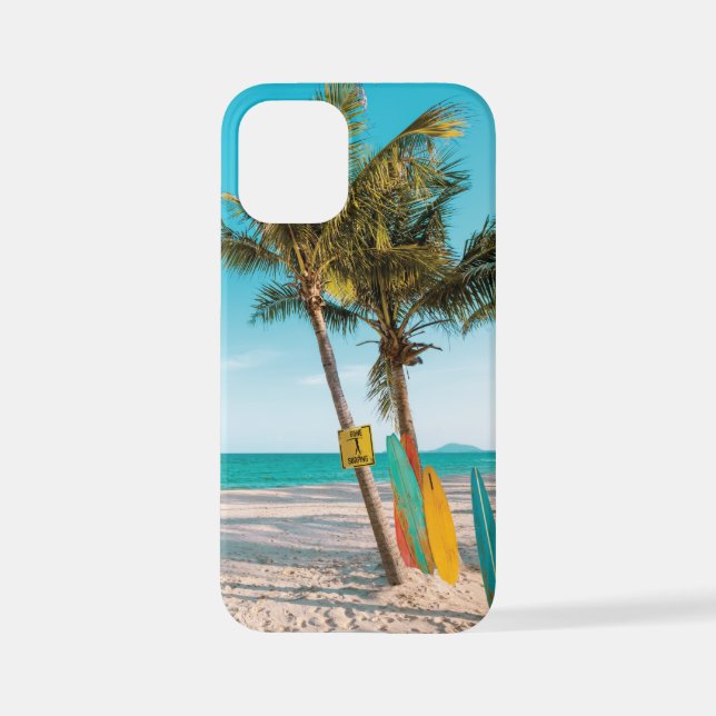 Funda Para iPhone Surf board en la playa tirando almohada (Reverso )