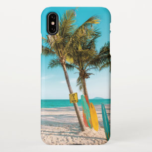 Funda Para iPhone XS Max Surf board en la playa tirando almohada