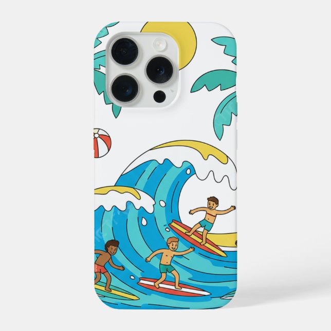 Funda Para iPhone Surf & Waves – Cartoon Beach Gift Phone Case (Reverso )