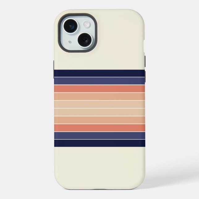 Funda Para iPhone "Surfboard" Retro Blue y Peach Stried (Reverso )