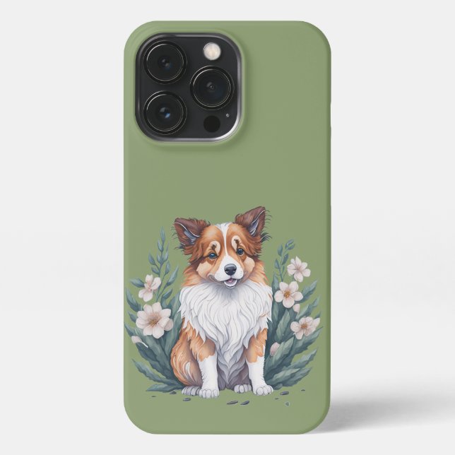 Funda Para iPhone Süßer Collie umringt von Blumen -  (Reverso)