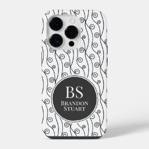 Funda Para iPhone 14 Pro Swirls en blanco y negro